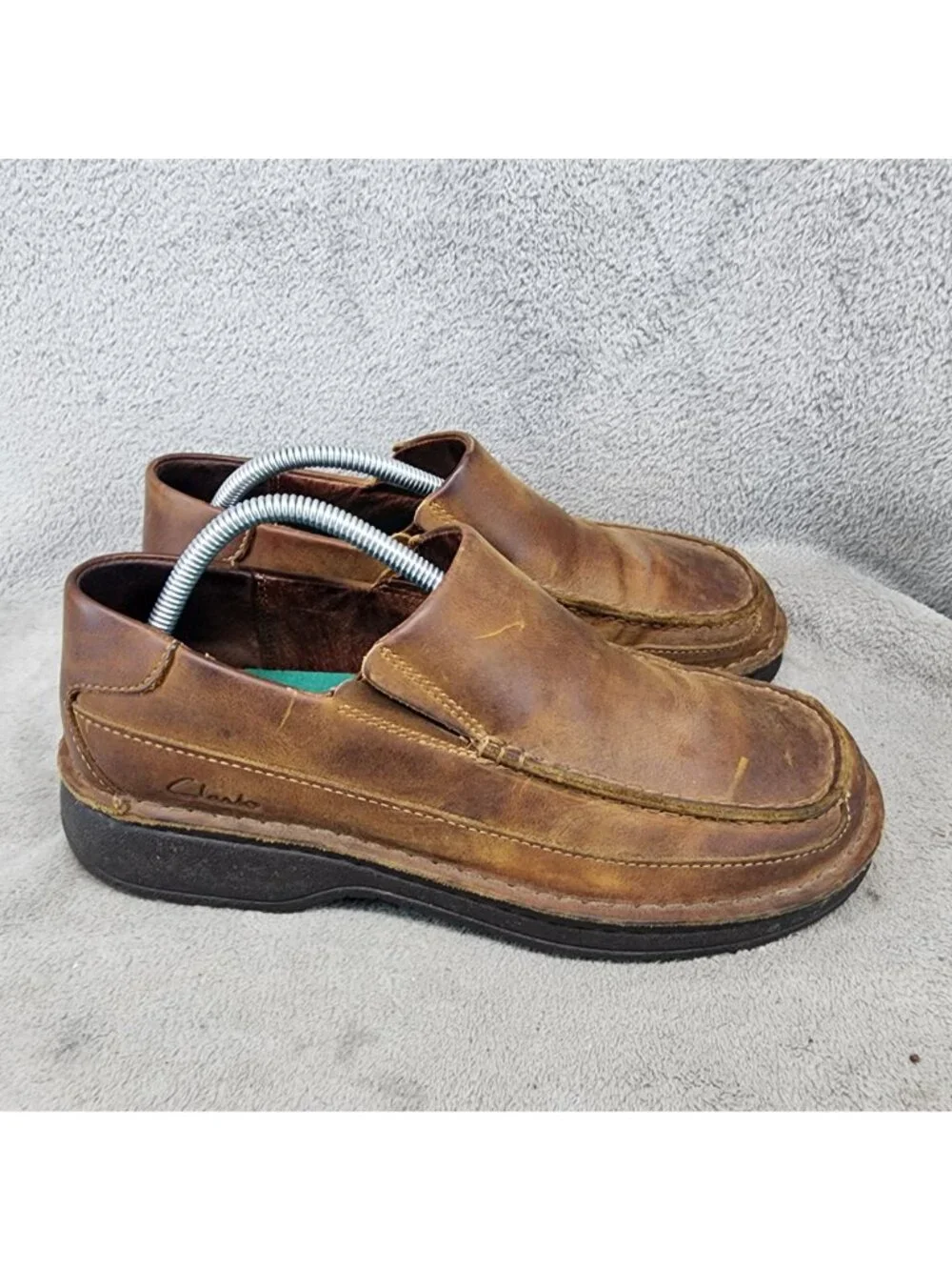 Clarks Shoes Mens Size 9 Brown Leather Senator Slip On Loafers *Read*